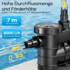 SunSun Poolpumpe 7500 L/h 380 W Schwimmbadpumpe Filterpumpe Umwälzpumpe Pumpe