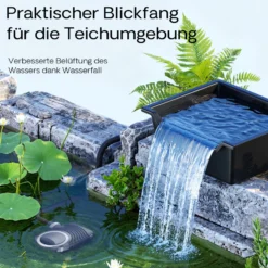 SunSun Wasserfall Garten Bachlaufschale mit 60 l Volumen inkl. Schlauchstufentülle, Teichschale für Wasserkaskaden, Teichwanne als Wasserspiel, Bachlauf und Überlauf