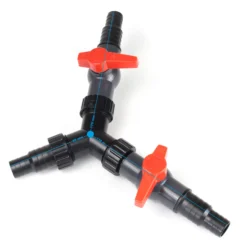 SunSun Y Verteiler 20/25 mm (3/4" / 1") mit Stufentüllen und 2x Absperrhahn zur Mengenregulierung für Teichpumpen und Wasserläufe