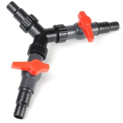 SunSun Y Verteiler 20/25 mm (3/4" / 1") mit Stufentüllen und 2x Absperrhahn zur Mengenregulierung für Teichpumpen und Wasserläufe