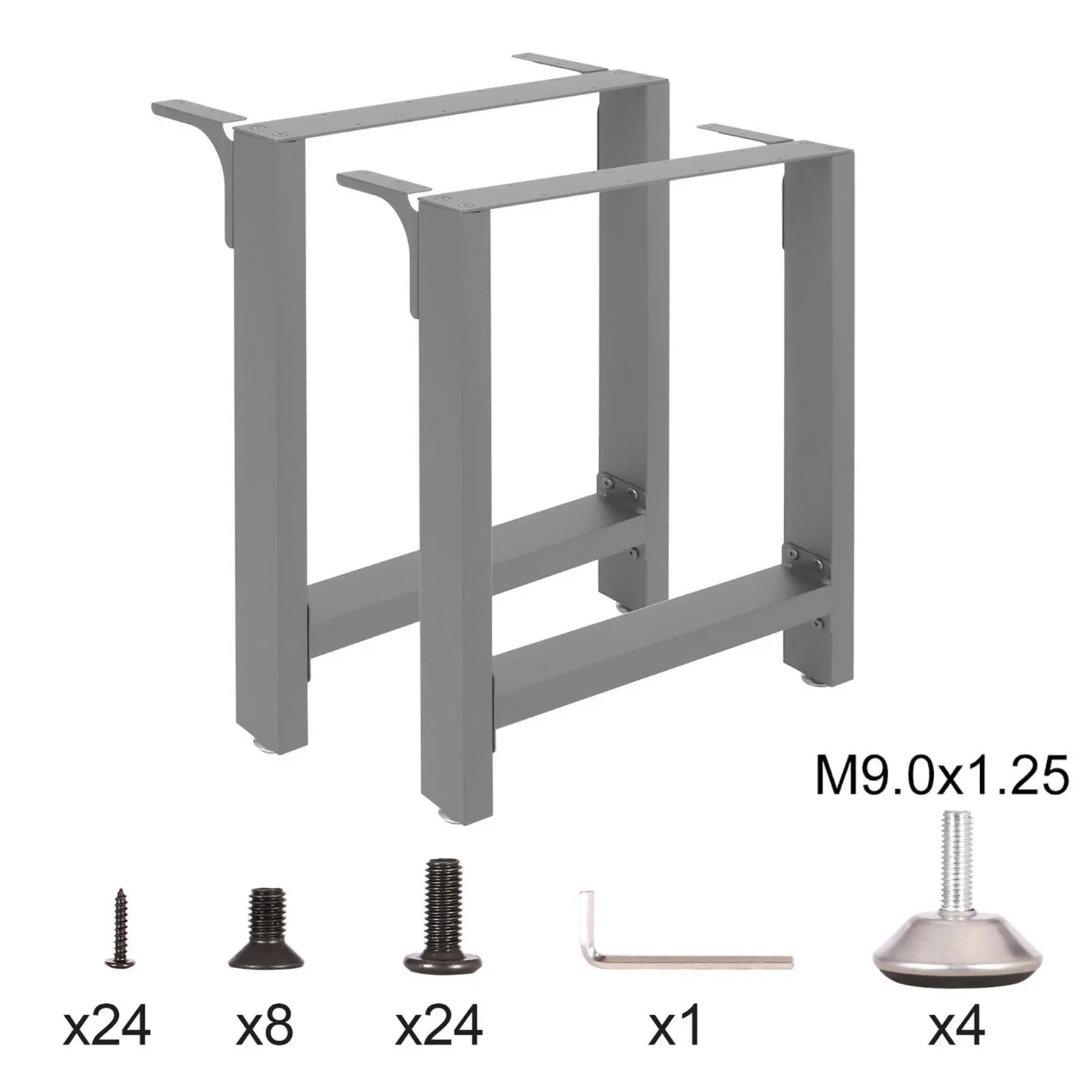 Tischkufen Tischbeine aus Vierkantprofilen 640x240x400 mm grau pulverbeschichtet Tischgestell Tischfüße