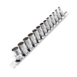 13tlg Steckschlüssel Satz 6,35mm (1/4") mit Außen Vielzahn Profil aus Chrom, Stecknüsse im Knarrenkasten, hochwertige Steckschlüssel für Werkstatt