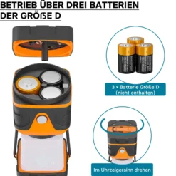 Toboli Batteriebetriebene Campinglampe mit 4 Leuchtmodi LED dimmbare Campingleuchte Outdoor Lampe Camping Licht Campinglaterne Zelt Lampe Batterie