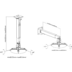 Toboli Beamerhalterung 20kg universelle Projektorhalterung Decke und Wand 43-65cm schwenkbar drehbar