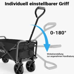 Toboli Bollerwagen faltbar offroad schwarz, Faltbollerwagen belastbar bis 100 kg, Klappbollerwagen für Strand, Garten, Einkäufe