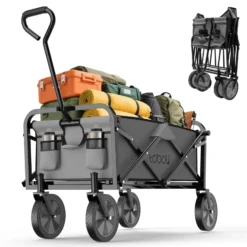 Toboli Bollerwagen faltbar offroad grau, Faltbollerwagen belastbar bis 100 kg, Klappbollerwagen für Strand, Garten, Einkäufe
