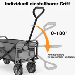 Toboli Bollerwagen faltbar offroad grau, Faltbollerwagen belastbar bis 100 kg, Klappbollerwagen für Strand, Garten, Einkäufe