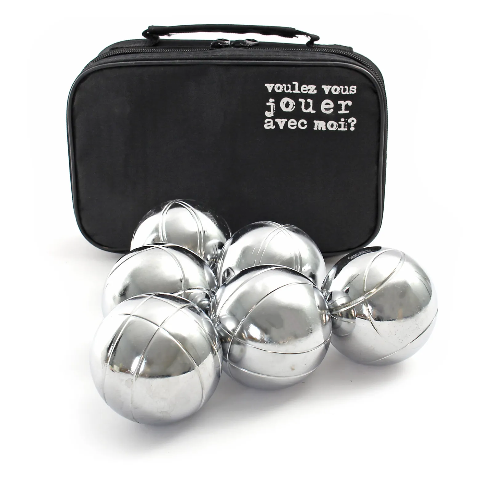 Toboli Boule Set 6 Metall Kugeln 7,3 mm Durchmesser mit Zielkugel Schweinchen,Abstandsmesser, Kugelspiel Freizeit
