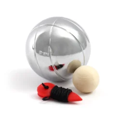 Toboli Boule Set 6 Metall Kugeln 7,3 mm Durchmesser mit Zielkugel Schweinchen,Abstandsmesser, Kugelspiel Freizeit