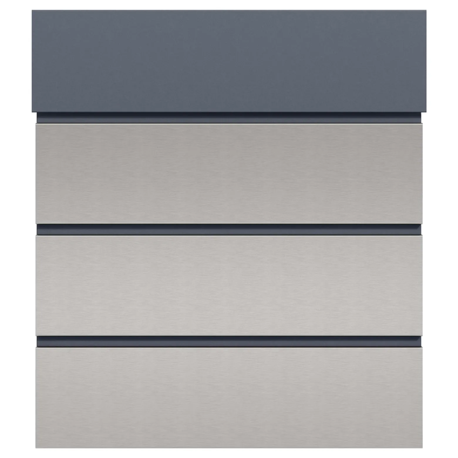 Toboli Briefkasten V64 Anthrazit und Edelstahl 410 x 130 x 370 mm, Wandbriefkasten mit Schloss, Soft Close Klappe und Zeitungsfach, Postkasten aus Stahl pulverbeschichtet