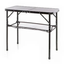 Toboli Campingtisch Schwarz 80x40cm höhenverstellbar auf 31/45/56/70 cm Aluminium Klapptisch Falttisch Outdoor klappbarer Tisch für Camping, Garten und Balkon, Camping Tisch faltbar
