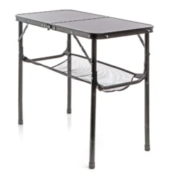 Toboli Campingtisch Schwarz 80x40cm höhenverstellbar auf 31/45/56/70 cm Aluminium Klapptisch Falttisch Outdoor klappbarer Tisch für Camping, Garten und Balkon, Camping Tisch faltbar