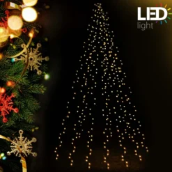 Toboli Christbaumbeleuchtung mit Ring 192 LEDs Warmweiß 6x2m Überwurf-Lichterkette Weihnachtsbaum