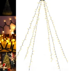 Toboli Christbaumbeleuchtung mit Ring 192 LEDs Warmweiß 6x2m Überwurf-Lichterkette Weihnachtsbaum