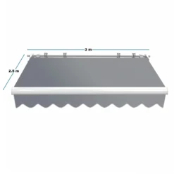 Toboli Gelenkarmmarkise 3x2,5m Anthrazit Sonnenmarkise für Wandmontage Balkonmarkise mit UV-Schutz