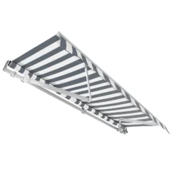Toboli Gelenkarmmarkise 3x2,5m Anthrazit/Weiß Sonnenmarkise für Wandmontage Markise mit UV-Schutz