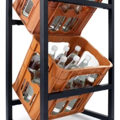Toboli Getränkekistenregal für 3 Kästen, Kistenregal aus Stahl, 47 x 31 x 116 cm, 20kg pro Ebene