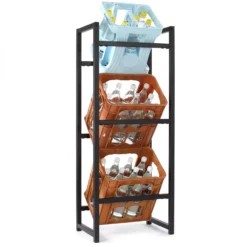 Toboli Getränkekistenregal für 3 Kästen, Kistenregal aus Stahl, 47 x 31 x 116 cm, 20kg pro Ebene