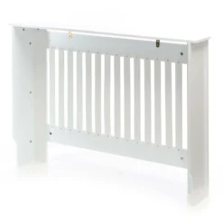 Toboli Heizkörperverkleidung weiß 112 x 19 x 82 cm, Heizkörperabdeckung aus MDF, Holzverkleidung für Heizkörper in Lamellenoptik