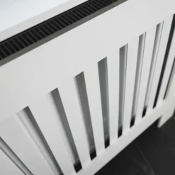 Toboli Heizkörperverkleidung weiß 112 x 19 x 82 cm, Heizkörperabdeckung aus MDF, Holzverkleidung für Heizkörper in Lamellenoptik