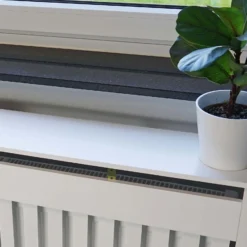 Toboli Heizkörperverkleidung weiß 78 x 19 x 82 cm, Heizkörperabdeckung aus MDF, Holzverkleidung für Heizkörper in Lamellenoptik