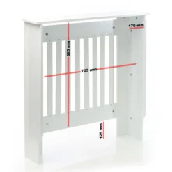 Toboli Heizkörperverkleidung weiß 78 x 19 x 82 cm, Heizkörperabdeckung aus MDF, Holzverkleidung für Heizkörper in Lamellenoptik