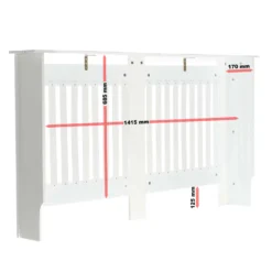 Toboli Heizkörperverkleidung weiß 172 x 19 x 82 cm, Heizkörperabdeckung aus MDF, Holzverkleidung für Heizkörper in Lamellenoptik