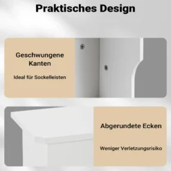 Toboli Heizkörperverkleidung weiß 152 x 19 x 82 cm, Heizkörperabdeckung aus MDF, Holzverkleidung für Heizkörper, Heizung stilvoll verkleiden