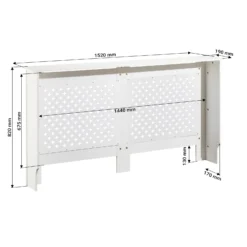 Toboli Heizkörperverkleidung weiß 152 x 19 x 82 cm, Heizkörperabdeckung aus MDF, Holzverkleidung für Heizkörper, Heizung stilvoll verkleiden
