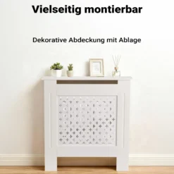 Toboli Heizkörperverkleidung weiß 78 x 19 x 82 cm, Heizkörperabdeckung aus MDF, Holzverkleidung für Heizkörper, Heizung stilvoll verkleiden