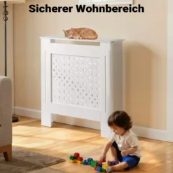 Toboli Heizkörperverkleidung weiß 78 x 19 x 82 cm, Heizkörperabdeckung aus MDF, Holzverkleidung für Heizkörper, Heizung stilvoll verkleiden