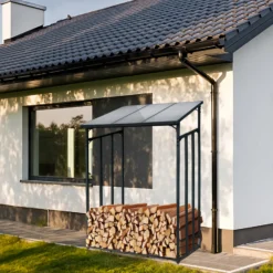 Toboli Kaminholzregal außen, bis 1500 kg Traglast, 133 x 83 x 185 cm für Outdoor, Metall mit Pulverbeschichtung, Feuerholzregal freistehend
