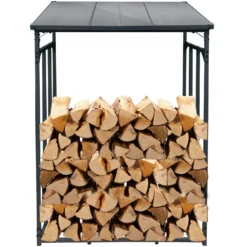 Toboli Kaminholzregal außen, bis 1500 kg Traglast, 133 x 83 x 185 cm für Outdoor, Metall mit Pulverbeschichtung, Feuerholzregal freistehend
