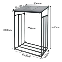 Toboli Kaminholzregal außen, bis 1500 kg Traglast, 133 x 83 x 185 cm für Outdoor, Metall mit Pulverbeschichtung, Feuerholzregal freistehend