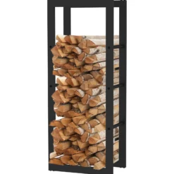 Toboli Kaminholzregal außen und innen, bis 100 kg Traglast, 100 x 25 x 40 cm, Brennholzständer aus pulverbeschichtetem Metall, Feuerholzregal freistehend
