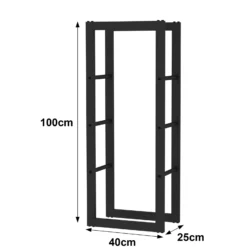 Toboli Kaminholzregal außen und innen, bis 100 kg Traglast, 100 x 25 x 40 cm, Brennholzständer aus pulverbeschichtetem Metall, Feuerholzregal freistehend