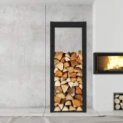 Toboli Kaminholzregal außen und innen, bis 100 kg Traglast, 100 x 25 x 40 cm, Brennholzständer aus pulverbeschichtetem Metall, Feuerholzregal freistehend