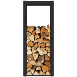 Toboli Kaminholzregal außen und innen, bis 100 kg Traglast, 100 x 25 x 40 cm, Brennholzständer aus pulverbeschichtetem Metall, Feuerholzregal freistehend