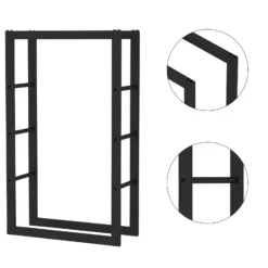 Toboli Kaminholzregal außen und innen, bis 150 kg Traglast, 100 x 25 x 60 cm, Brennholzständer aus pulverbeschichtetem Metall, Feuerholzregal freistehend