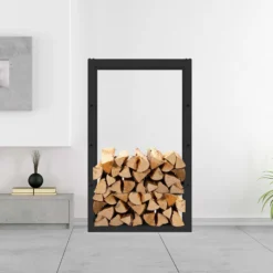 Toboli Kaminholzregal außen und innen, bis 150 kg Traglast, 100 x 25 x 60 cm, Brennholzständer aus pulverbeschichtetem Metall, Feuerholzregal freistehend