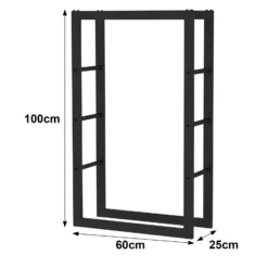 Toboli Kaminholzregal außen und innen, bis 150 kg Traglast, 100 x 25 x 60 cm, Brennholzständer aus pulverbeschichtetem Metall, Feuerholzregal freistehend