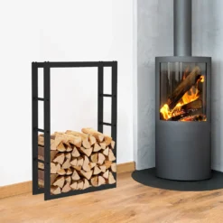 Toboli Kaminholzregal außen und innen, bis 150 kg Traglast, 100 x 25 x 60 cm, Brennholzständer aus pulverbeschichtetem Metall, Feuerholzregal freistehend