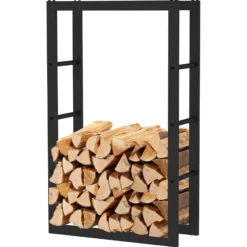 Toboli Kaminholzregal außen und innen, bis 150 kg Traglast, 100 x 25 x 60 cm, Brennholzständer aus pulverbeschichtetem Metall, Feuerholzregal freistehend