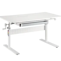Toboli Kinderschreibtisch verstellbar 100 x 60 cm, mitwachsender Schreibtisch für Kinder neigungs-/höhenverstellbar mit Schublade