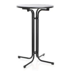 Toboli klappbarer Bistrotisch in Schwarz Ø80cm runder Stehtisch Indoor/Outdoor Klapptisch 110cm hoch