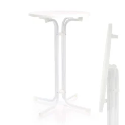 Toboli klappbarer Bistrotisch in Weiß Ø80cm runder Stehtisch Indoor/Outdoor Klapptisch 110cm hoch