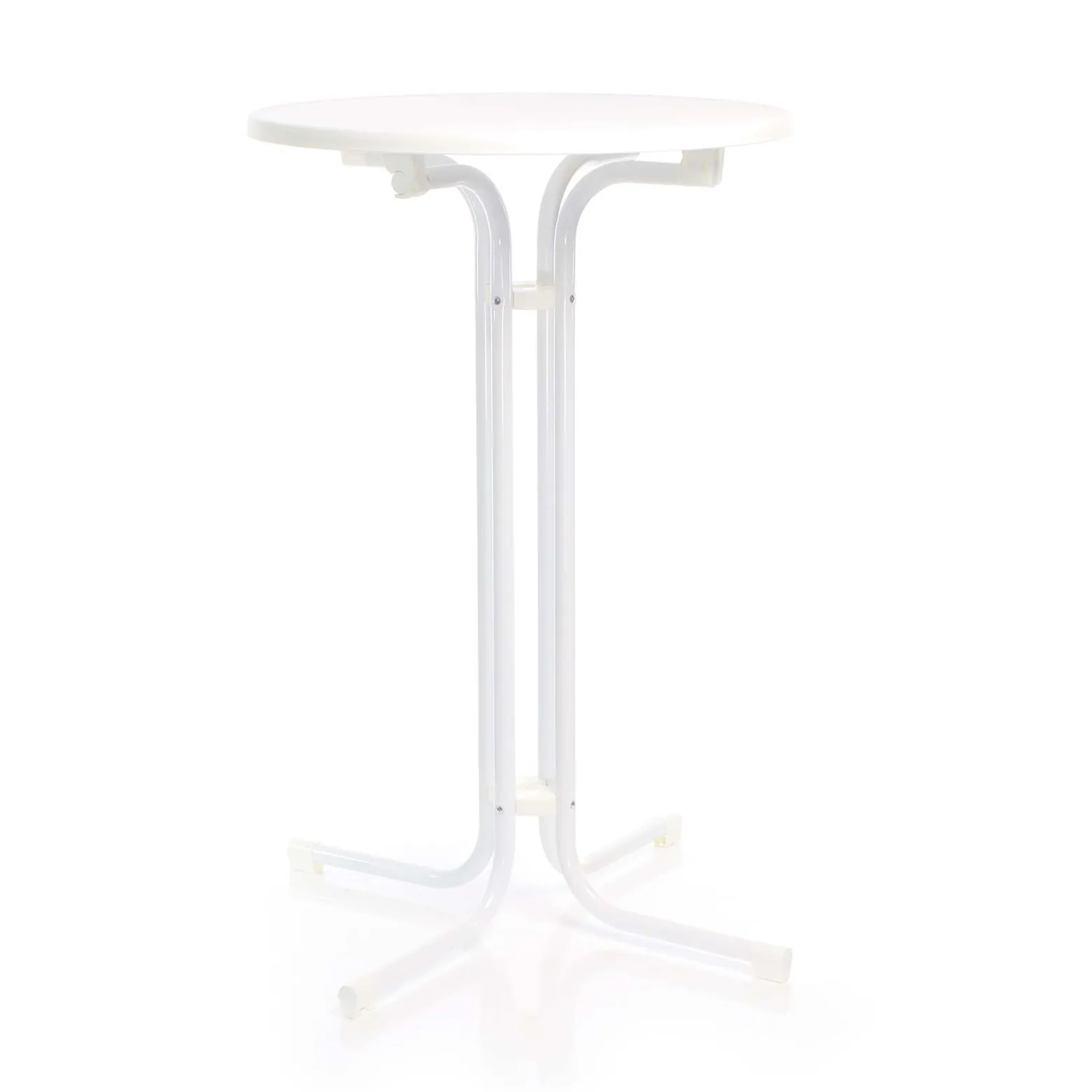 Toboli klappbarer Bistrotisch in Weiß Ø80cm runder Stehtisch Indoor/Outdoor Klapptisch 110cm hoch