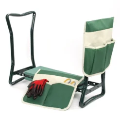 Toboli Kniestuhl für Garten, Kniehocker bis 150 kg, Kniehocker mit zwei Taschen, Kniebank mit gepolsterter Fläche, Gartenhocker zum Knien und Sitzen