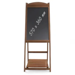 Toboli Kundenstopper Holz 42x112cm Gehwegaufsteller mit Kreidetafel und Blumenregal als Werbetafel
