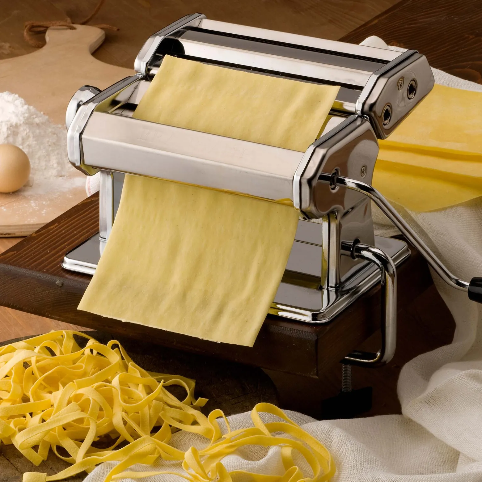 Toboli manuelle Nudelmaschine aus Edelstahl Pasta Maschine Walze mit einstellbarer Teigdicke 2-6mm